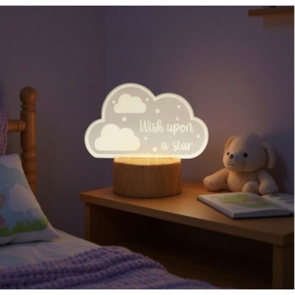 NEW Moon & Stars Night Light Cloud Wish Upon A Star Baby Shower Gift